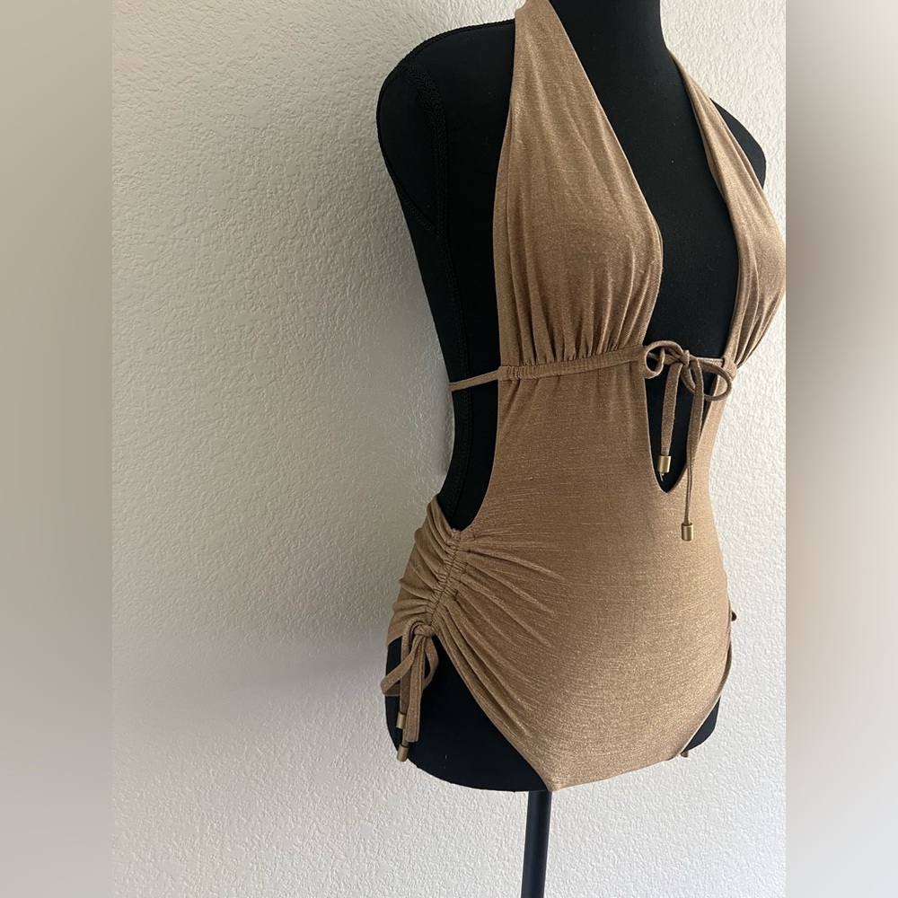 Gold Halter Sexy One-Piece Swimsuit by Everything but Water - Picture 6 of 11